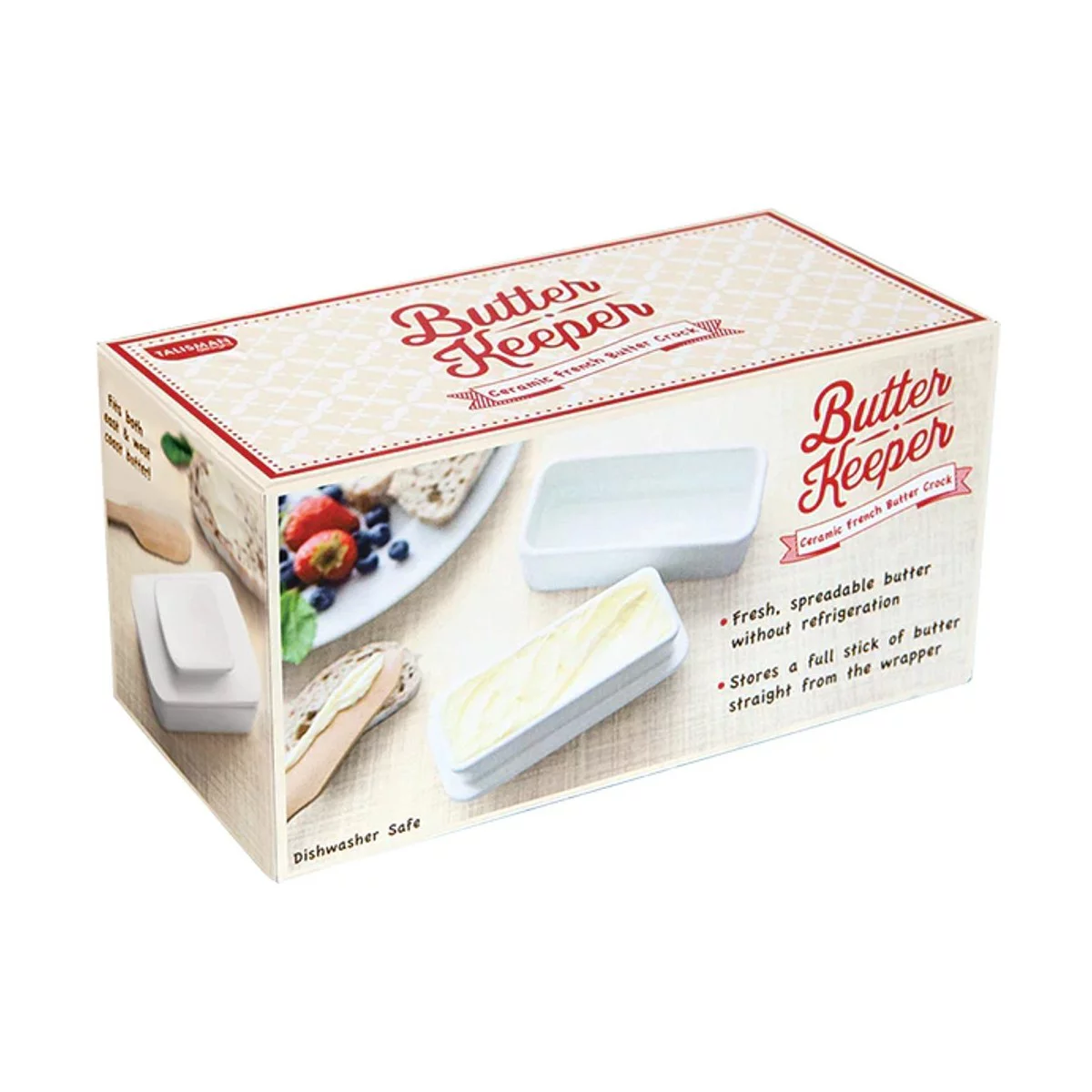 Talisman Designs Butter Keeper - Store and Serve Full Sticks Using French Butter Crock Method, Ceramic