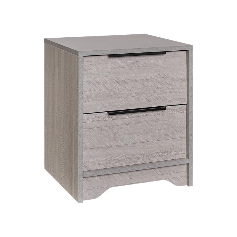 Modern Bedroom Nightstand, 2-Drawer End Table Antique Gray Finish Side Table for Small Spaces, Farmhouse Wooden Bedside Table, Mid-Century Simple Storage Dresser, 15.74''L x 14.56''W x 18.9''H