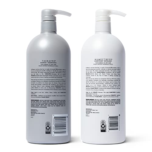 Nexxus Shampoo and Conditioner 2 Count Therappe Humectress for Dry Hair Silicone-Free, Moisturizing Caviar Complex and Elastin Protein 33.8 oz
