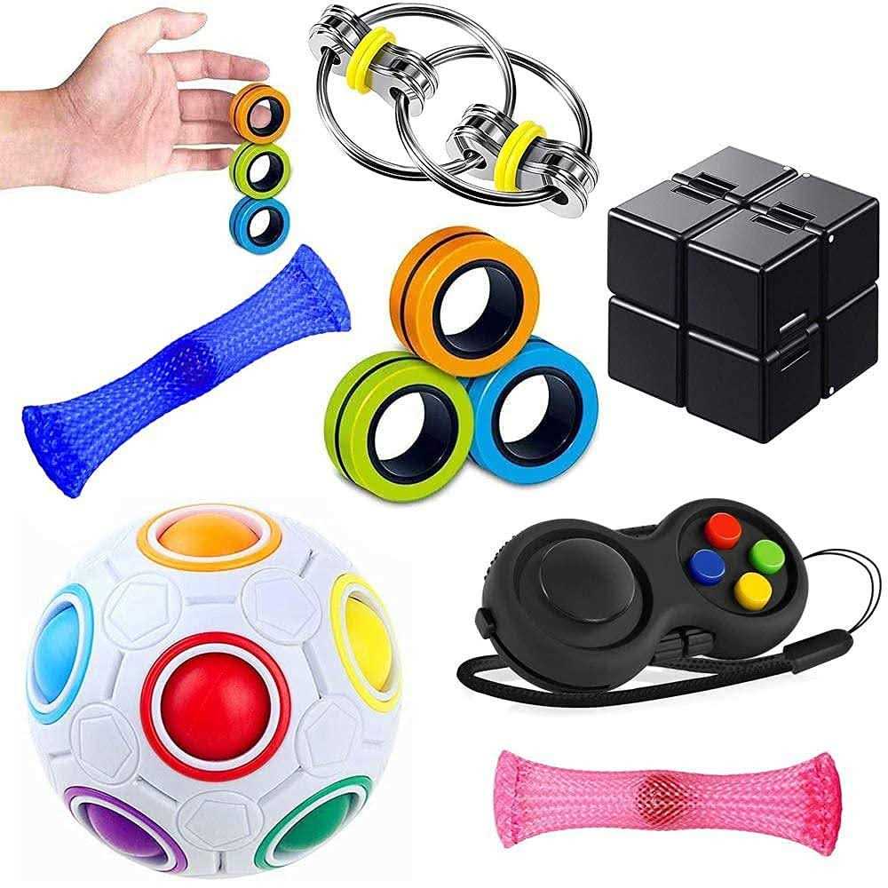 jiangrui Sensory Fidget Toys set 7 pack. stress relief and anti-anxiety tools bundle with Fidget Pad - Sports Supplies Online Store