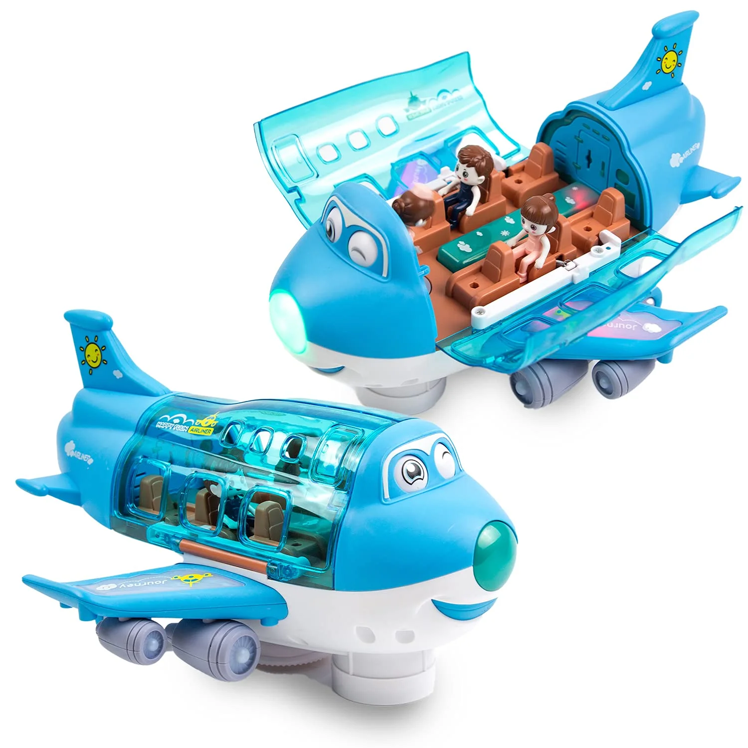 Airplane Toys for Kids, Bump and Go Action, Toddler Toy Plane with LED Flashing Lights and Sounds for Boys & Girls 3 -12 Years Old