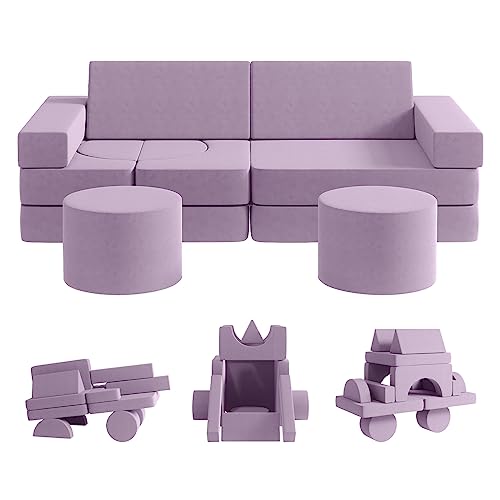 Modular Kids Play Couch 13PCS, Modular Couch Kids, Kids Couch for Playroom, Modular Kids Couch for Boys and Girls, Kids Play Couch for Kids (Blue, M)