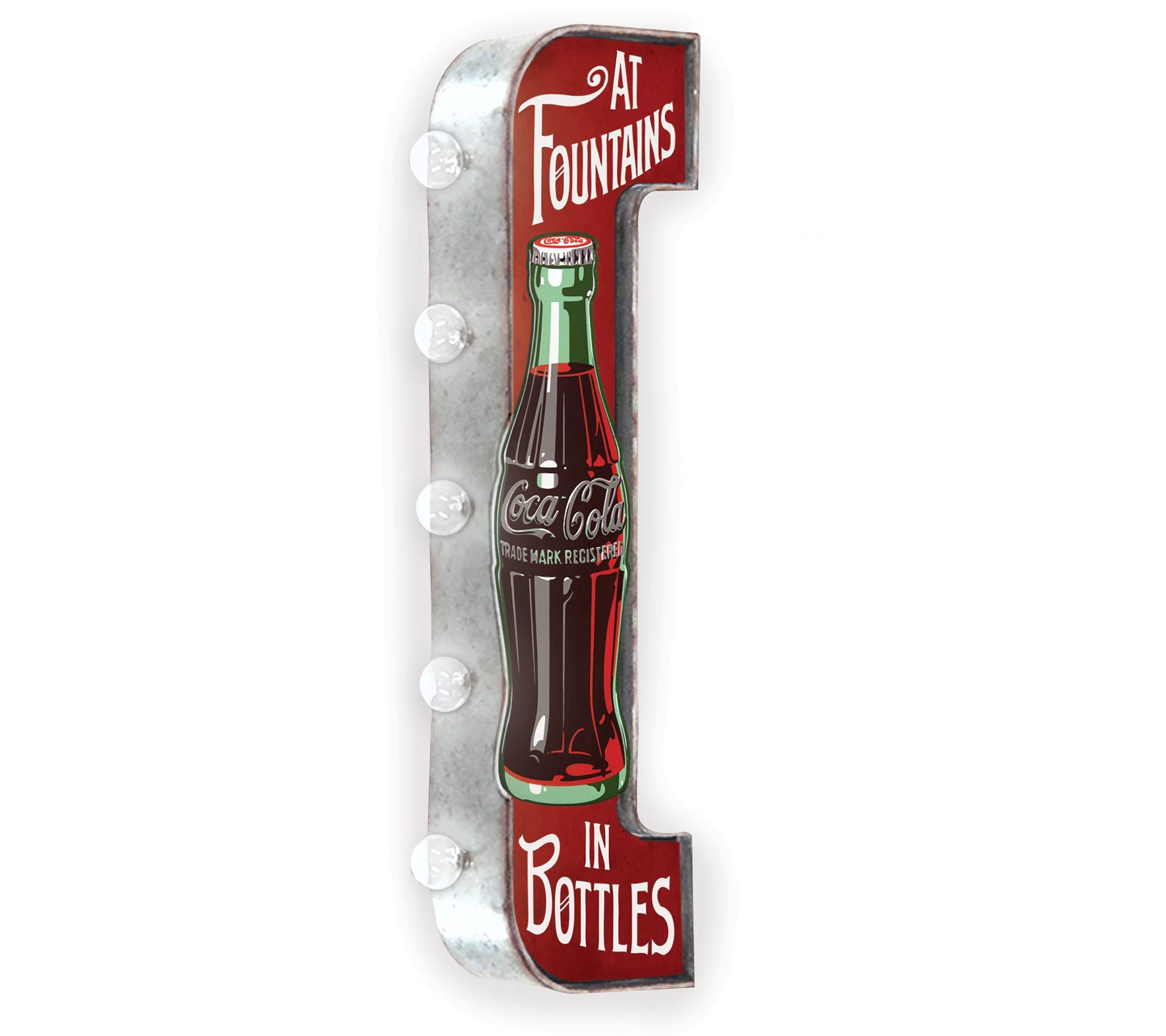 Coca-Cola Reproduction Vintage Advertising Sign - Battery Powered LED Lights, Double Sided Metal Marquee Display - 25 x 9 x 4 inches