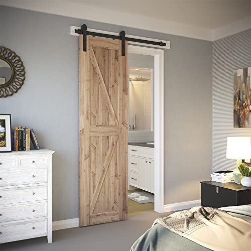 SMARTSTANDARD 6.6FT Barn Door Hardware kit, Barn Door Track, Sliding Door Hardware kit, Smoothly and Quietly -Heavy Duty Sturdy -Easy to install, Fit 36