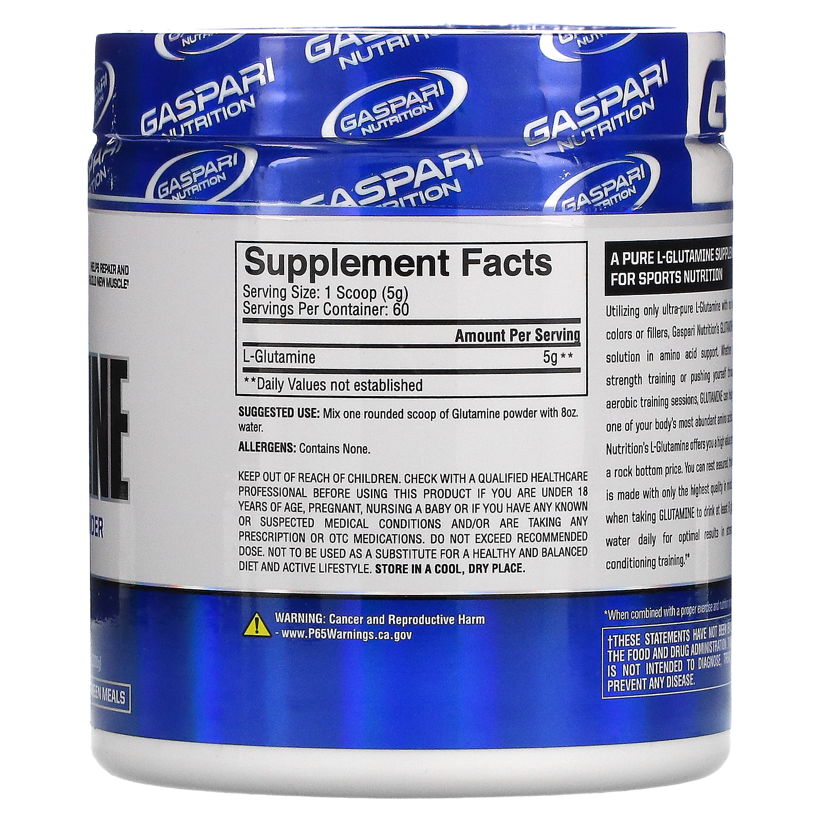 Gaspari Nutrition Glutamine Powder, 60 Servings