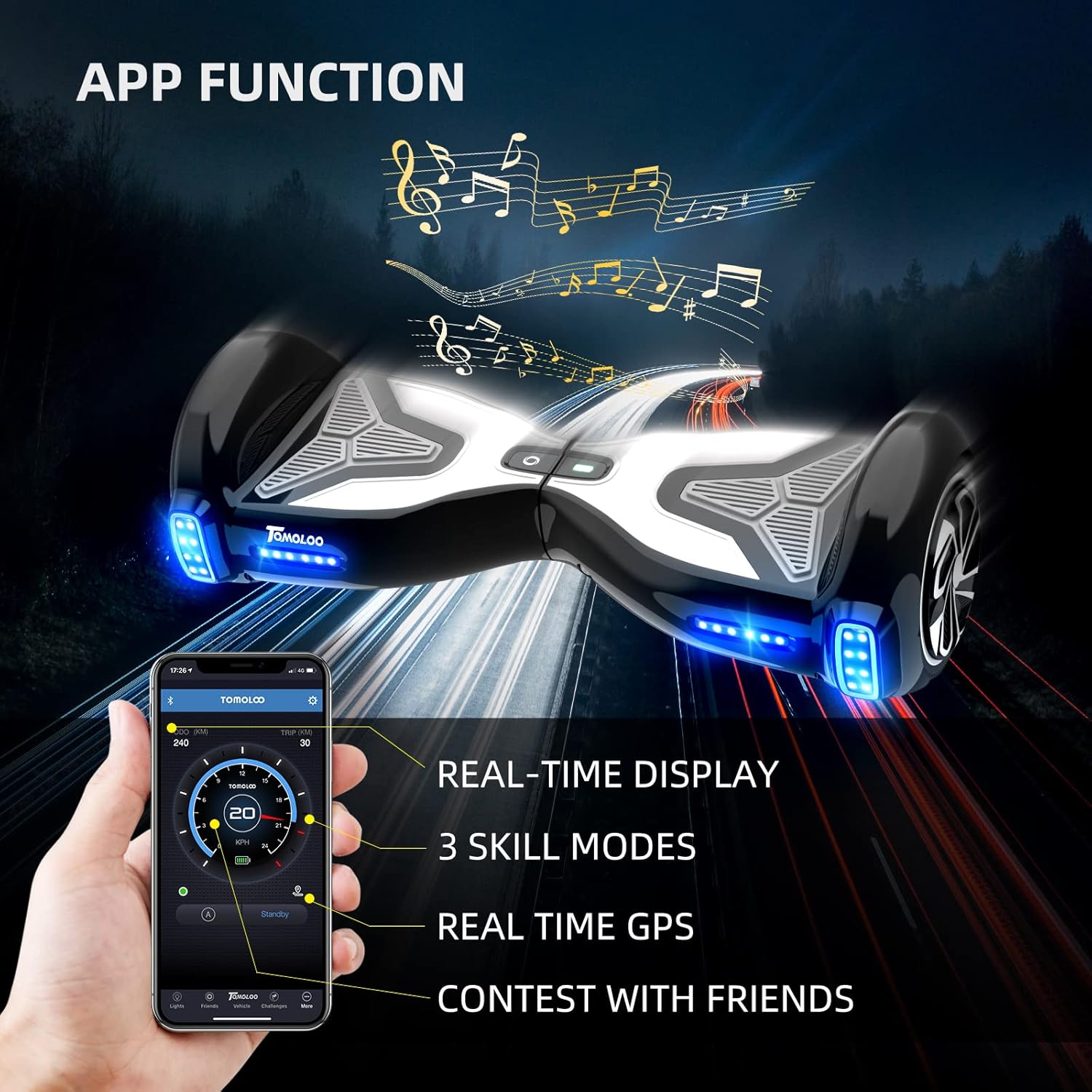 TOMOLOO Hoverboard for Kids and Adults,6.5