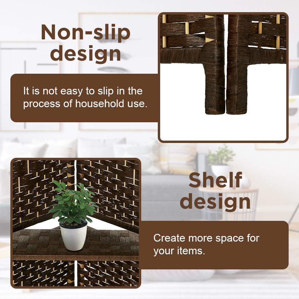 6Ft Tall Wooden Folding Privacy Screen 6 Panel Room Divider with Shelves Portable Partition Divider Wall Freestanding Privacy Panel for Home Office Privacy Protection, Brown