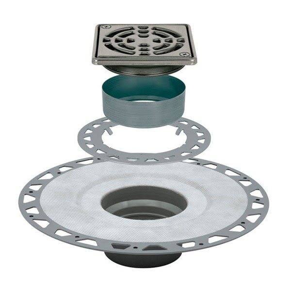 Schluter KD2/PVC/E Kerdi-Drain 4x22 x 4x22 PVC Flnge Drain Kit Stainless Steel