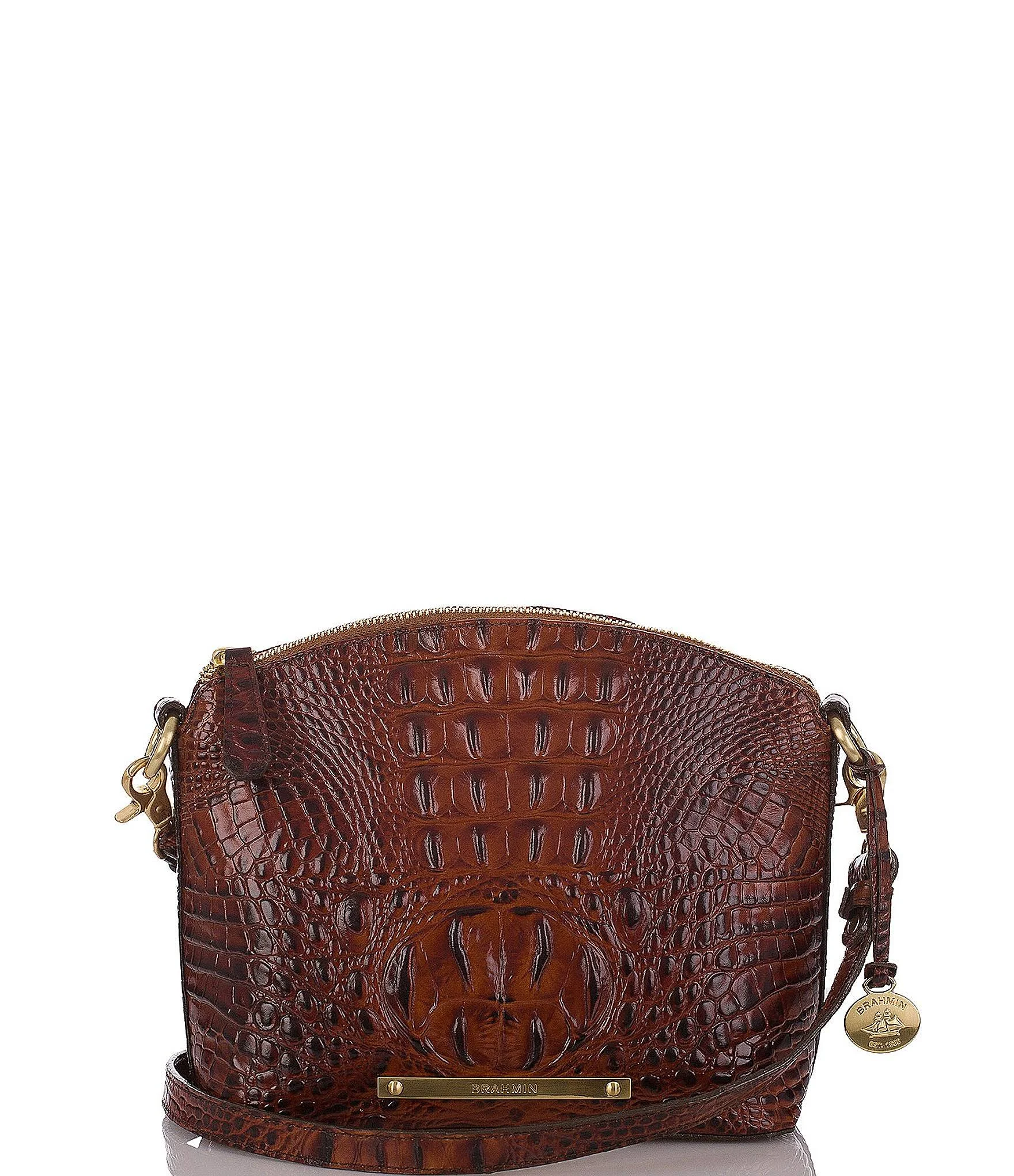 Brahmin Leather Mini Duxbury Crossbody Embossed Pecan Melbourne,brown Nwt