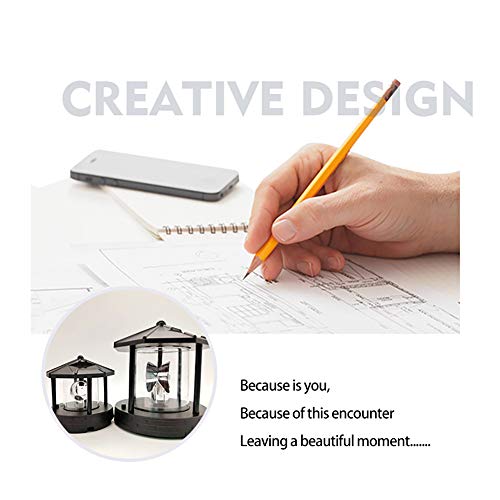 Solar Lighthouse,Led Rotating Lighthouse Beacon Lamp Rotating Outdoor Decorative Lamp Energy Saving Solar Landscape Light (Black)