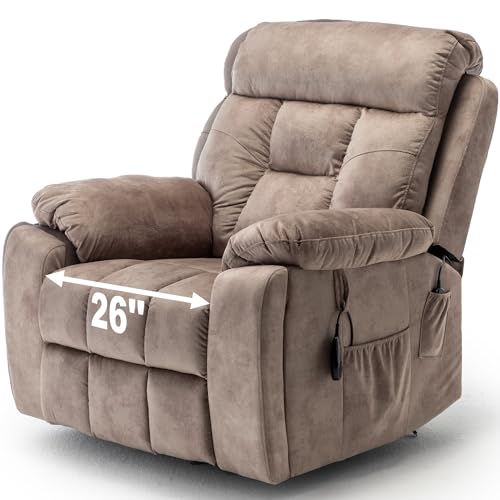 Power Lift Recliner Chair for Elderly, Lazy Boy Recliner Chair with Massage and Heating, 26in Extra Wide Recliner Seat with Cup Holder, Adjustable Electric Reclining Chair for Big Man