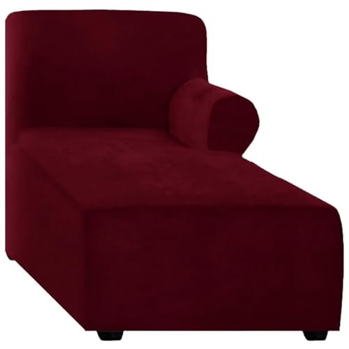 Velvet Sectional Sofa slipcover, Left/Right Thick L Shape Sofa Chaise Lounge Cover,Soft Plush Chaise Lounge Cover for loveseat sectional Sofa Washable (Grey,chaise lounge(right))