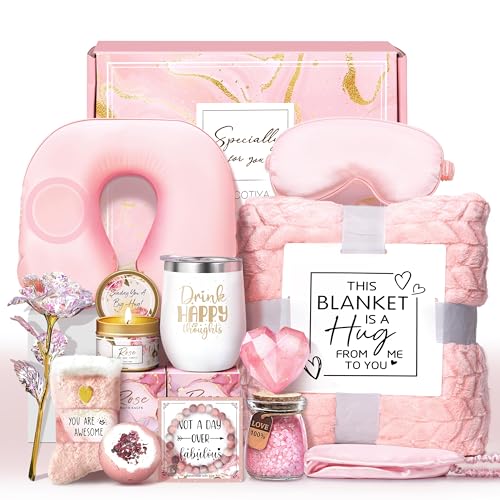 LUCOTIYA Birthday Gifts for Women Self Care Gifts Get Well Soon Gifts,Ocean Relaxing Spa Gift Basket Care Package with Blanket, Idea Thinking of You Gifts for Mom Her Best Friends Sister Wife