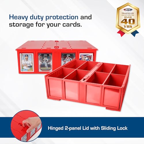 BCW Collectible Card Bin &ndash; Red | Holds 3200 Cards | Includes 4 Dividers | Storage for Pok&eacute;mon, MTG & Sports Cards
