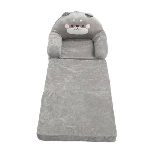 Generic Kids Fold Out Couch, Soft Kids Folding Sofa Grey Adorable Fabric and Sponge Abrasion Resistant Easy to Store for Reading for Outdoors (Folding in Thirds), Genericvwksoh2pde-12