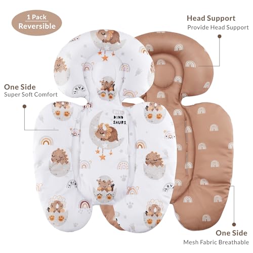 Infant Insert Compatible with 4moms Mamaroo Swing & Graco Swing & Infant Car Seat, Newborn Insert, Baby Head and Body Support, Reversible Design, Breathable Soft Fabric, 1Pcs - Pink Floral