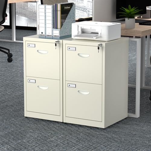2 Drawer File Cabinet, Black Metal File Cabinets for Home Office，2- Drawer File Cabinet with Lock, Small File Cabinet,Two Drawer Vertical File Cabinet for Letter