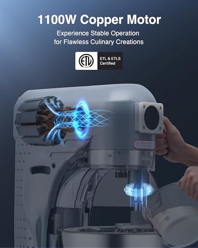 20 qt Commercial Mixer, 750W 3 Speed Commercial Food Mixer with Dough Hook Beater Whisk, Heavy Duty Commercial Stand Mixer with Stainless Steel Bowl for Bakery Pizzeria Restaurant, ETL Listed