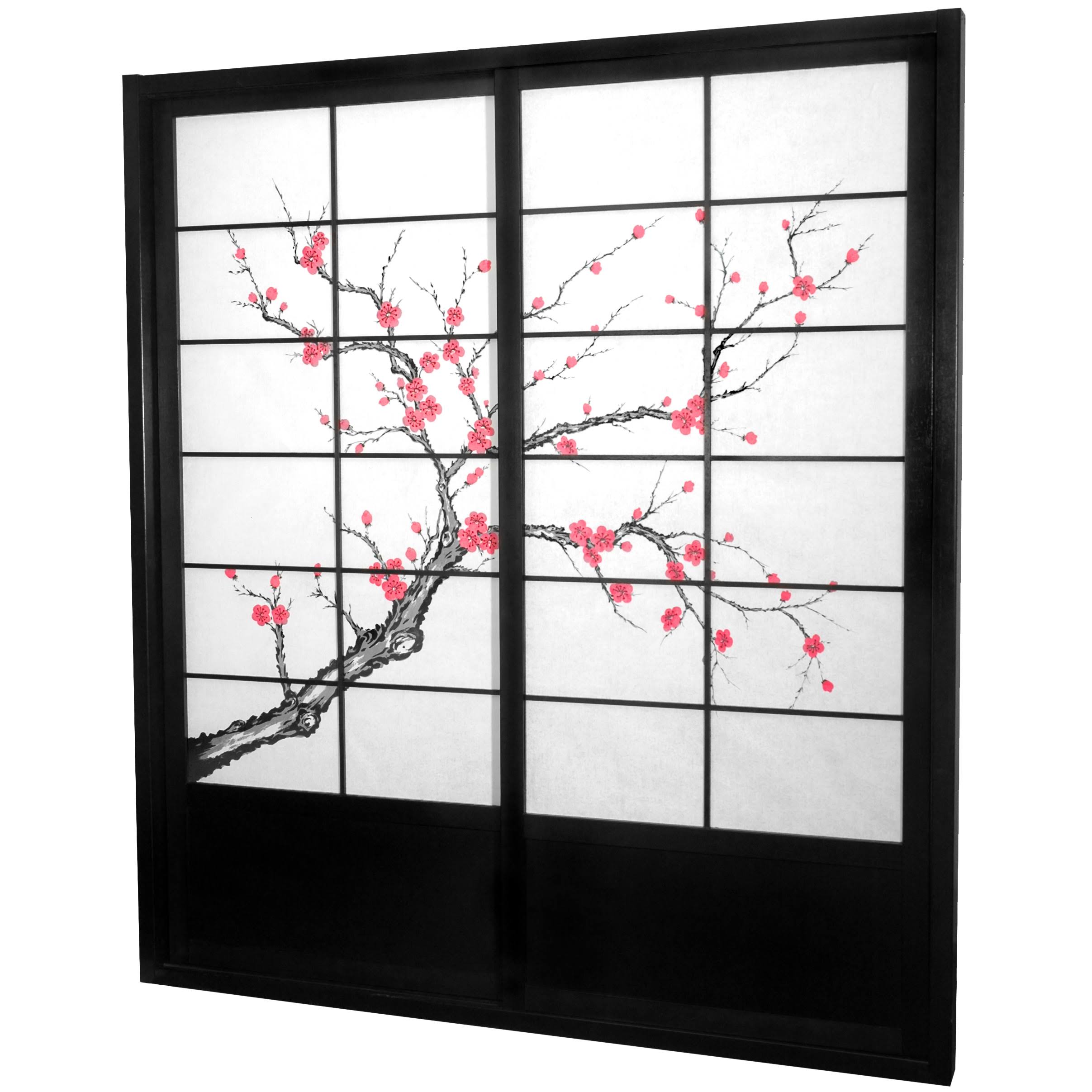 Oriental Furniture Cherry Blossom Shoji Sliding Door Kit Black