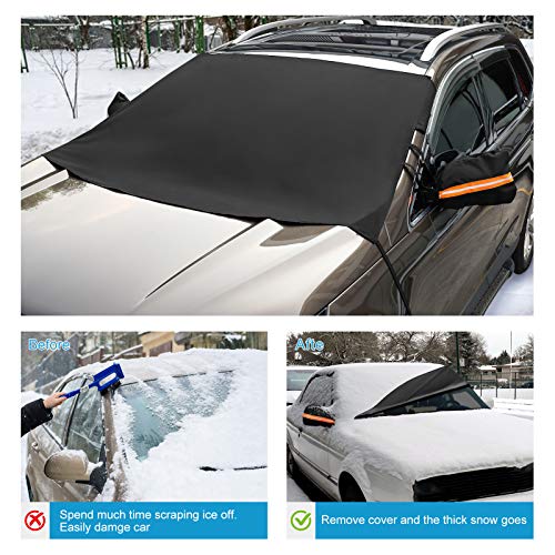 Kohree Large Windshield Cover for Ice and Snow, 600D Car Windshield Snow Cover with Side Covers, Heavy Duty Windshield Cover for Cars Trucks SUV MPV, Car Accessories (76 x 49 inches)