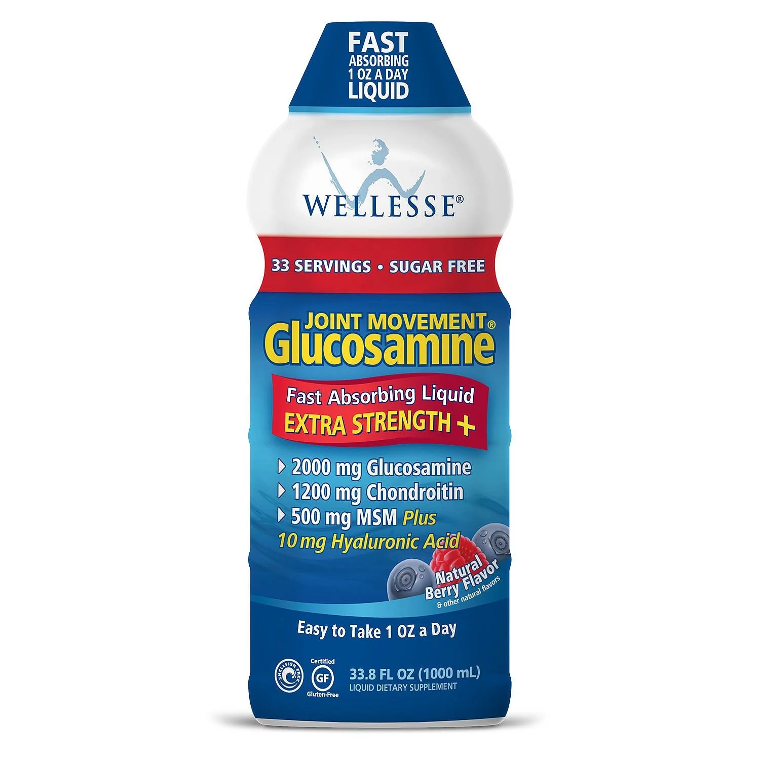 Wellesse Extra Strength Joint Movement Glucosamine Natural Berry Flavor 33.8 fl oz