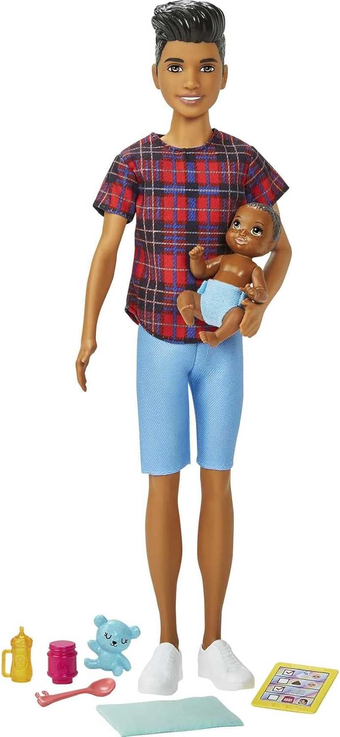 Barbie Skipper Babysitters Inc. Doll & Accessories Set with 9-in Brunette Boy Doll, Baby Doll & 4 Storytelling Pieces for 3 to 7 Year Olds