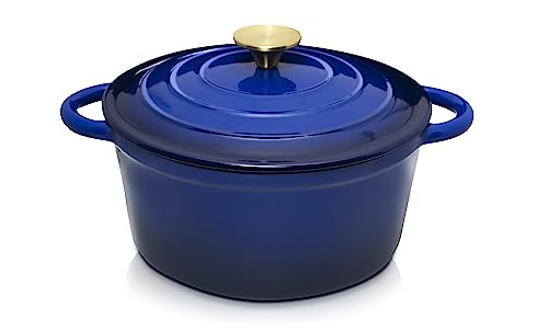 Enameled Cast Iron Dutch Oven - 5qt Dutch Oven Pot with Lid and Steel Knob 500 degrees - Cookware for Gas, Electric & Ceramic Stoves - Red Enamel - Cooking & Baking
