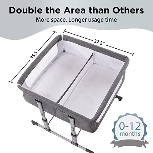 Ihoming Twin Bassinets for Baby, Double Bassinet Bedside Sleeper for Twins, Double Bassinets Sleeper for 2 Babies, Infant Co Sleeper Bedside Crib Attaches to Bed, Pink