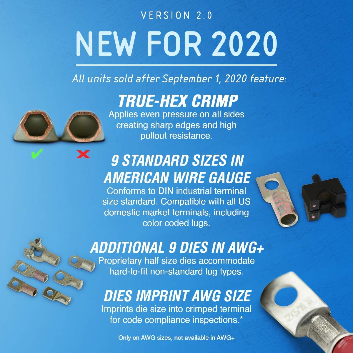 TEMCo TH0006 Hydraulic Electrical Cable Lug / Terminal Crimper Kit with 18 Die Sets 12 AWG - 00 (2/0) (5 US TON )