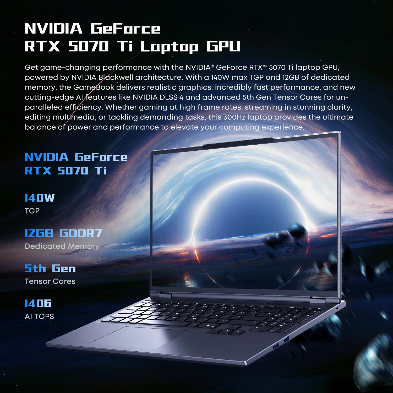 CHUWI 2025 GameBook AMD Ryzen 9 9955HX 16" Gaming Laptop,RTX-5070Ti Laptop GPU Notebook, Backlit Keyboard Computer,,32GB DDR5, 1TB Gen4 , WiFi6E ,BT5.2, Windows 11 Pro