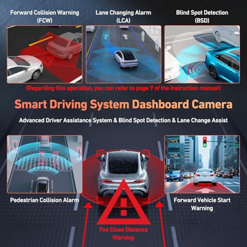 Car Camera - Dash Cam Front and Rear, 4K Dash Camera for Cars Built-in 5.8G WiFi GPS ADAS Dashcam,3.2