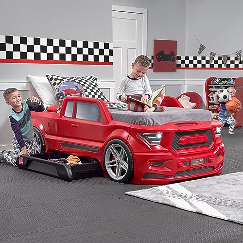 Step2 Roadster Toddler-to-Twin Bed, Crib to Twin Transition Race Car Bed, Adjustable, Ages 3+ Years Old, Easy Assembly, Red