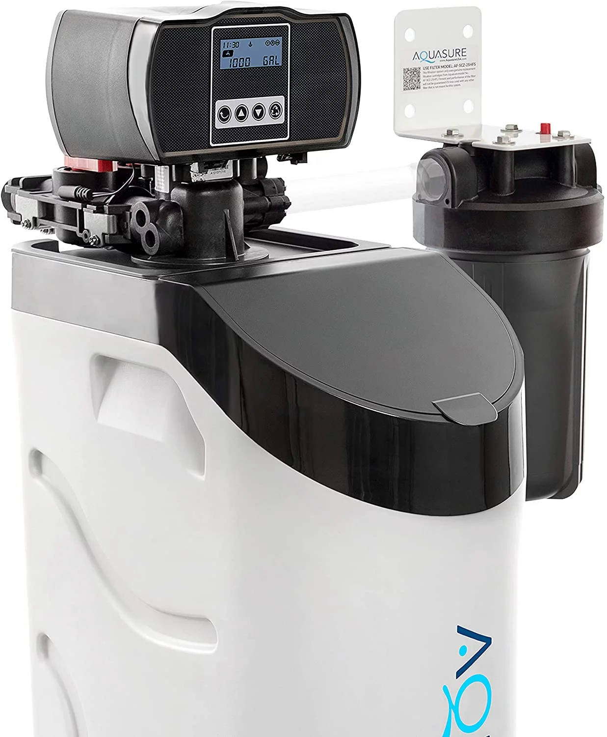 Aquasure Harmony Lite All-In-One Water Softener w/Fine Mesh Resin, Triple Purpose Pre-Filter, 34,000 Grain, Low Maintenance, Water Saving Tech