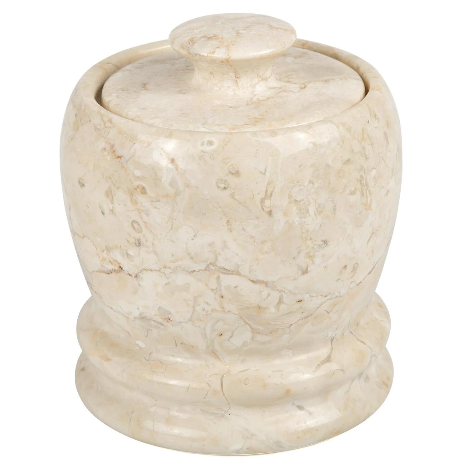 Creative Home Natural Champagne Marble Cotton Ball Swab Holder, Q-Tip Holder, Bathroom Storage Jar Container Organizer