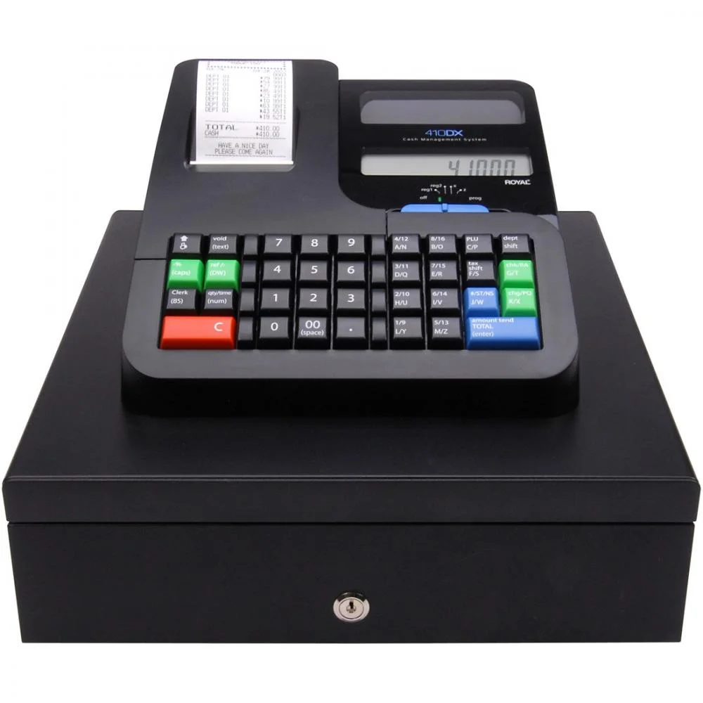 Royal Electronic Cash Register - 2000 PLUs - 10 Clerks - 24 Departments - Thermal Printing - Radiant Selections