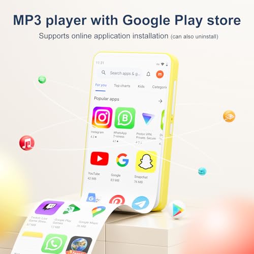 80GB MP3 Player with Bluetooth and WiFi, Mp3 & Mp4 Music Player with Spotify, Amazon Music, Deezer, Audible, Browser, 4.0