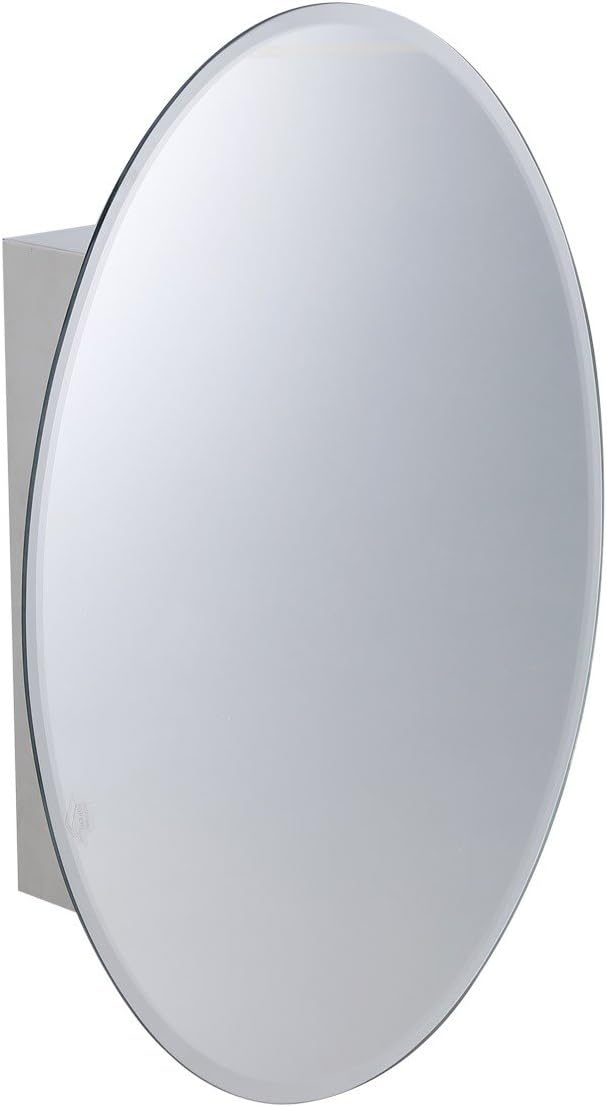 Renovators Supply Manufacturing Oval Wall Mounted Medicine Cabinet Brushed Stainless Steel Bathroom Storage Cabinet with Mirror 26