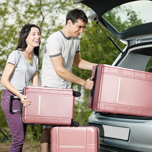 Karl home Luggage Expandable 3 Piece Set Suitcase PC+ABS Hard-Sell with TSA Lock Spinner Wheels 20in 24in 28in Travel Rolling Carry on Woman/Men Rose Gold
