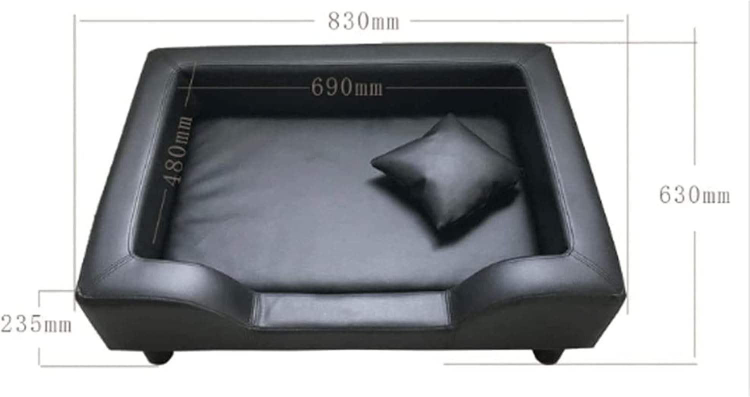 Dog Bed Waterproof and Dirt-Resistant Pet Bed High-Grade PU Leather Fashionable Pet Furniture Solid Wood Cat Bed Suitable for Cats Dogs Indoor
