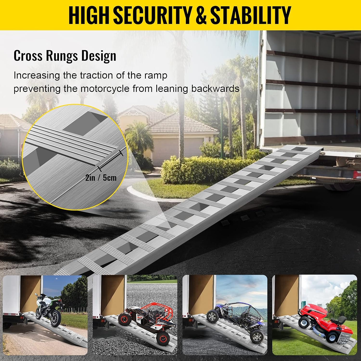 BestEquip 84x14 Inch Aluminum Ramps 6000LBS Capacity Car Trailer Truck ATV Ramps 1 Pair 2 Ramps