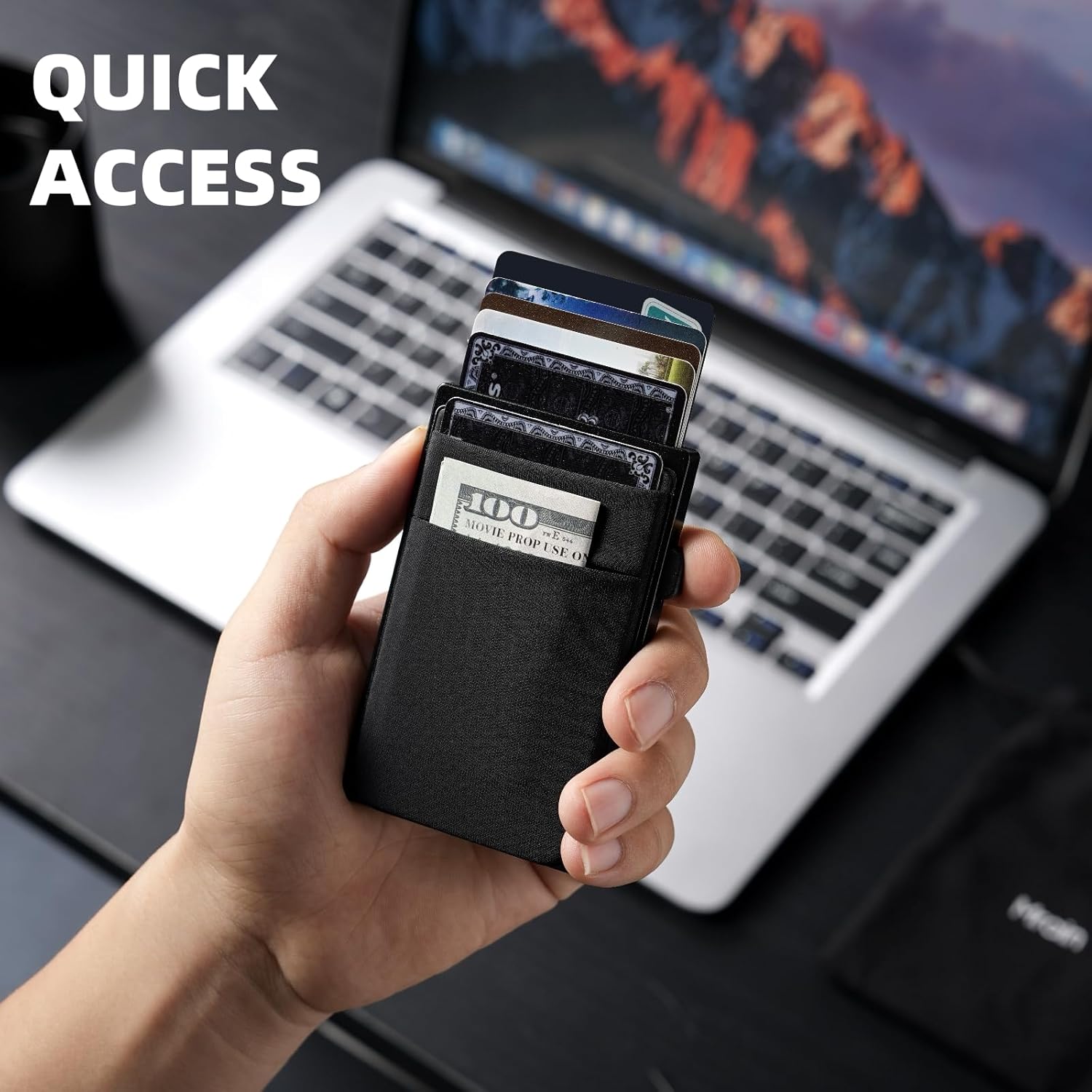 Slim Wallet for Men | Aluminum Card Holder | Minimalist Metal Pop Up Wallet | RFID Blocking | Coin and Cash Pocket | Ultra Slim | Gift for Him