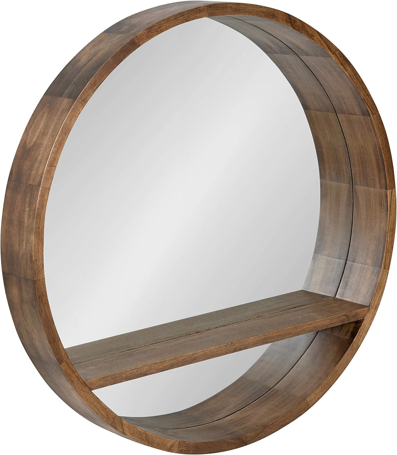 Kate and Laurel Hutton Round Mirror with Shelf, 30