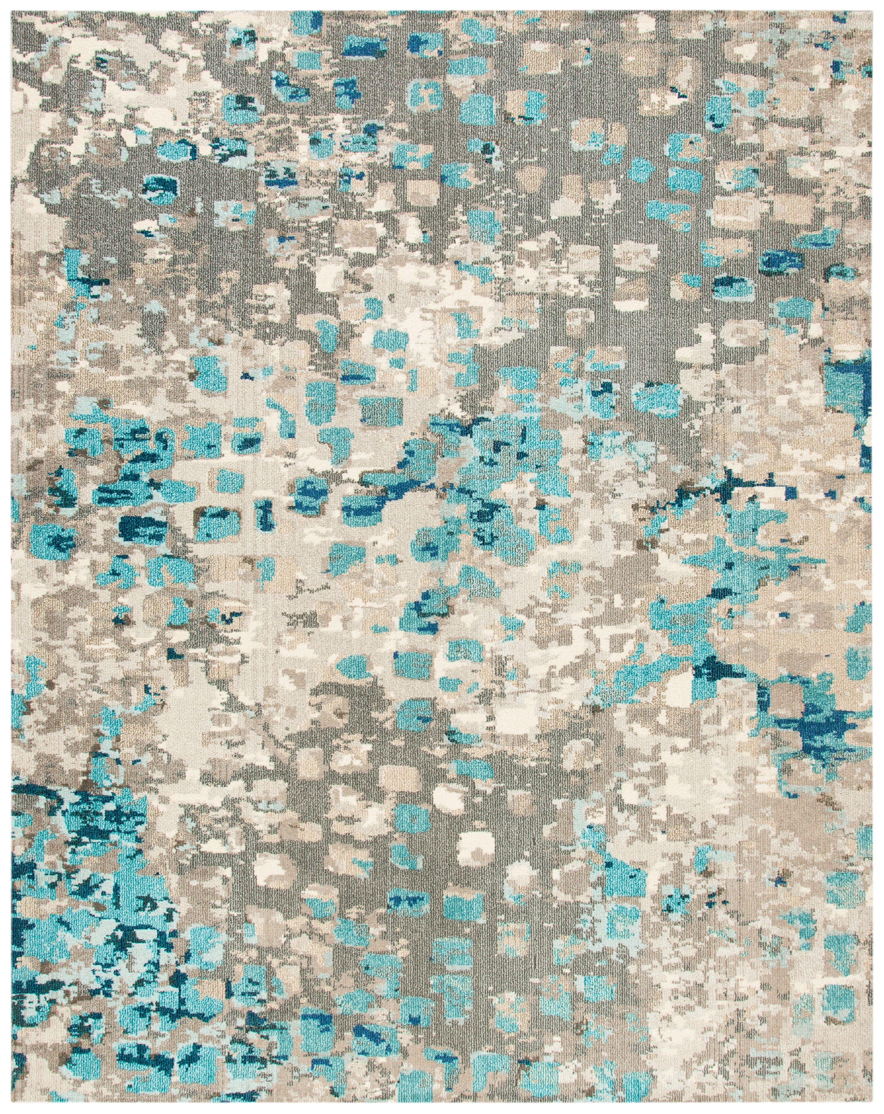 SAFAVIEH Madison Candelario Abstract Polka Dots Area Rug, Grey/Blue, 9' x 12'
