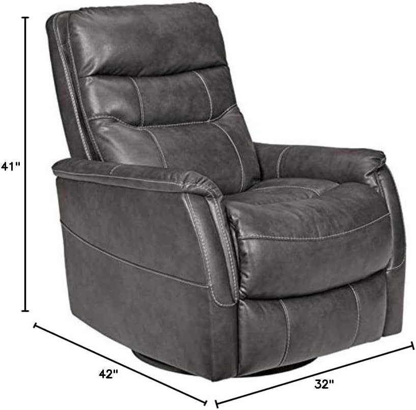 Signature Design by Ashley Riptyme Traditional EZ Pull Swivel Glider Recliner, Dark Gray