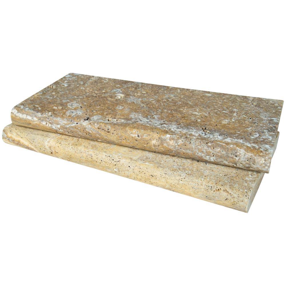 MSI 12 in. x 24 in. Tuscany Scabas Gold Travertine Pool Coping (15-Pieces/30 Sq. ft./Pallet)