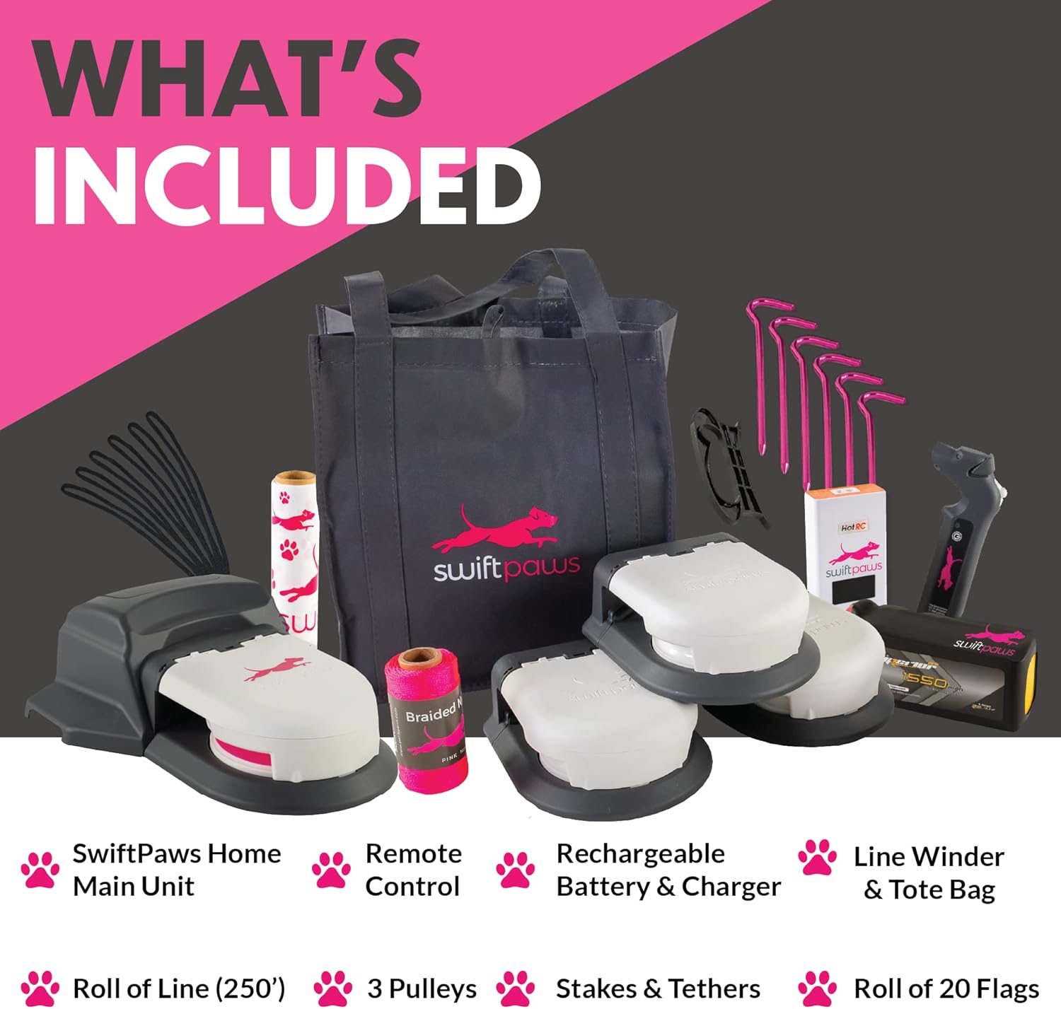 Swift Paws Home Remote-Control Capture-The-Flag Toy for Dogs, Fun Lure Course for Exercise