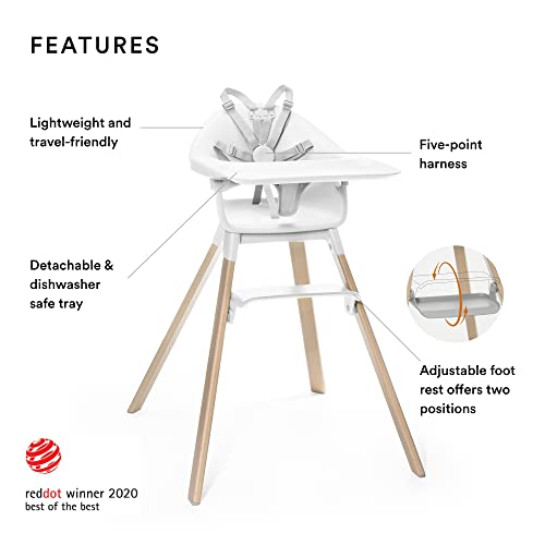 Stokke Clikk High Chair, Midnight - All-in-One High Chair with Tray + Harness - Light, Durable & Travel Friendly - Ergonomic with Adjustable Features - Best for 6-36 Months or Up to 33 lbs