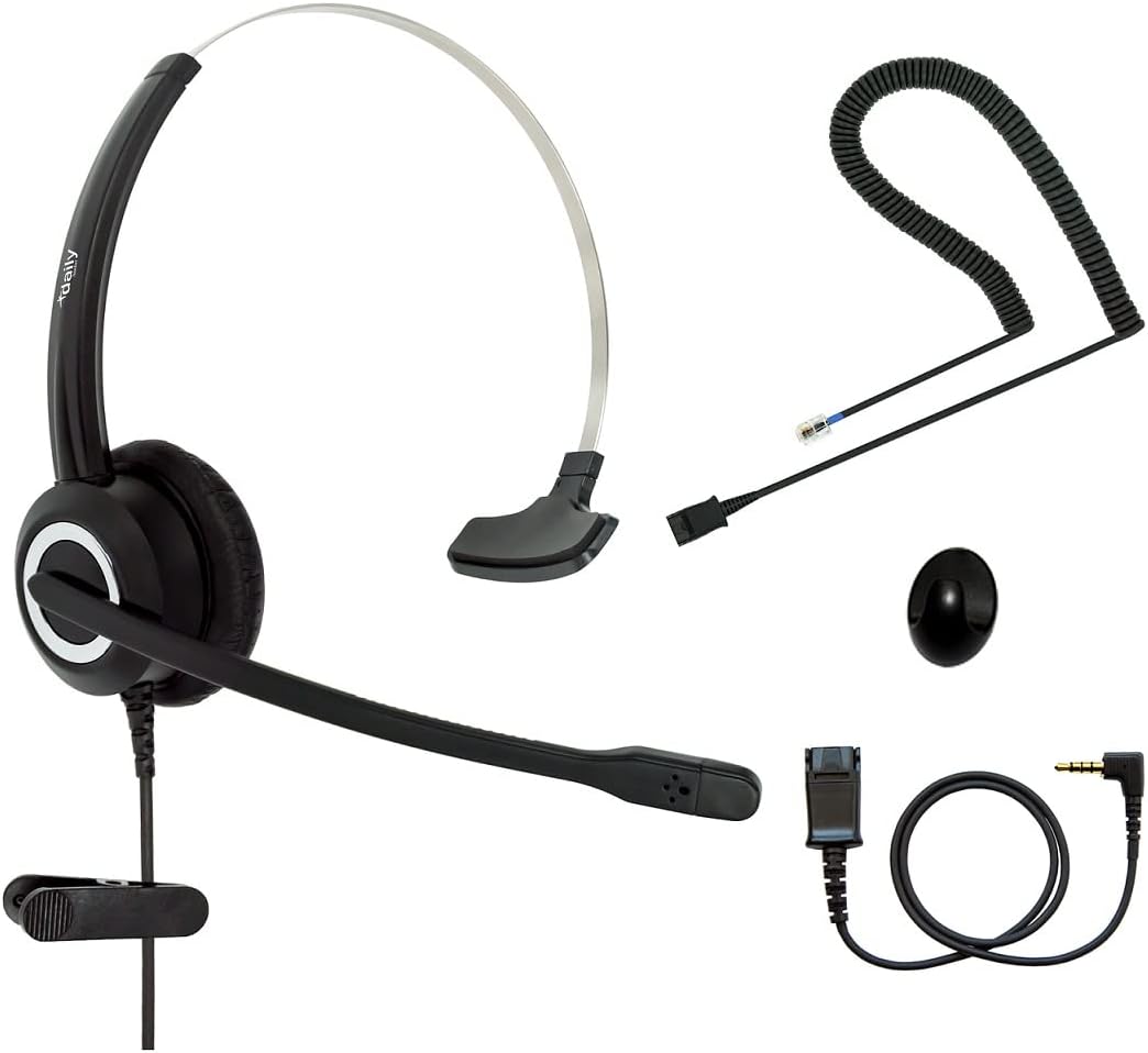 Compatible Grandstream Yealink Snom RJ9 VoIP Phone Headset Noise Cancelling Headphones HD Voice Plus 3.5mm Adapter (Binaural)