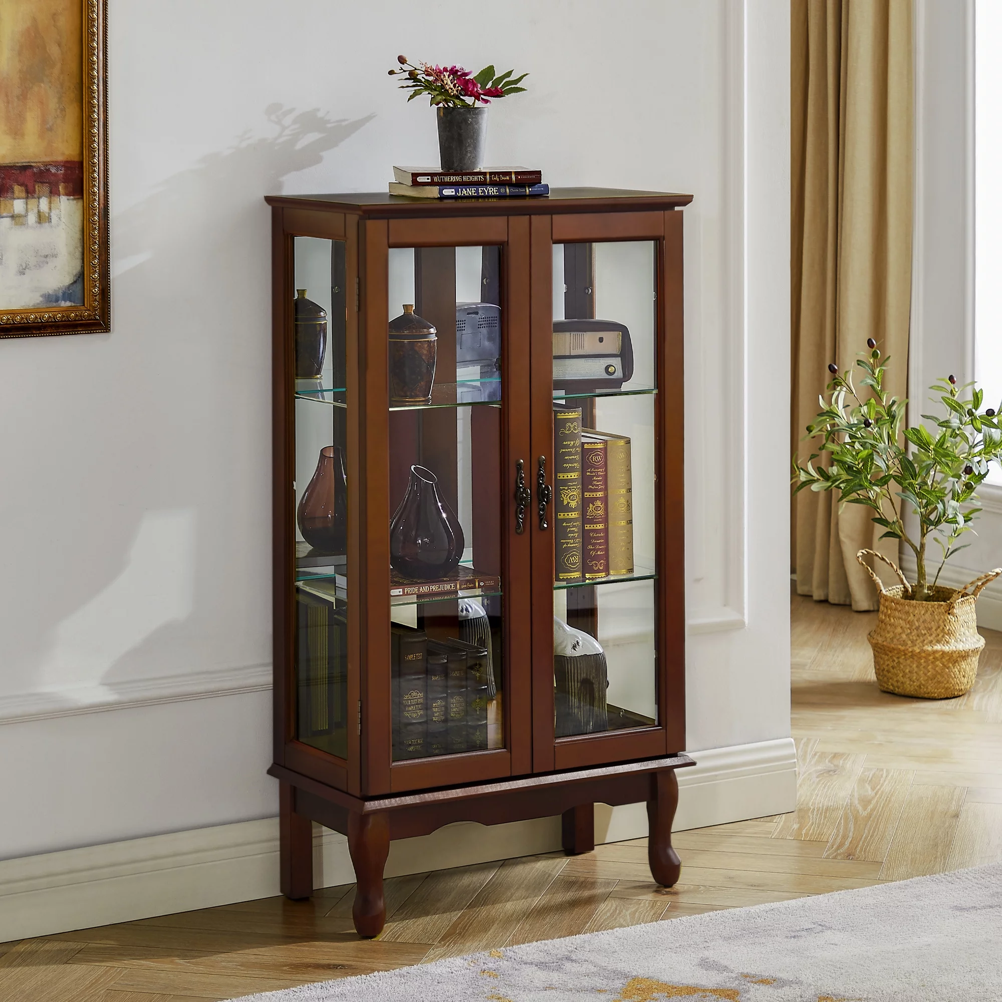 3 Shelf Lighted Curio Cabinet, 43.5