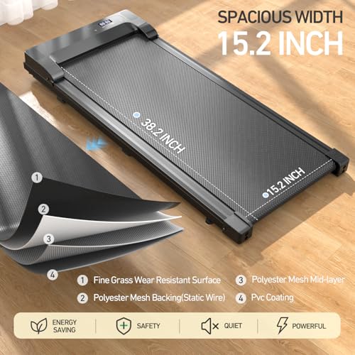 Walking Pad Treadmill Under Desk Treadmill for Home Office, DAEYEGIM 2 in 1 Portable Walking Treadmill with Remote Control, Walking Jogging Machine in LED Display